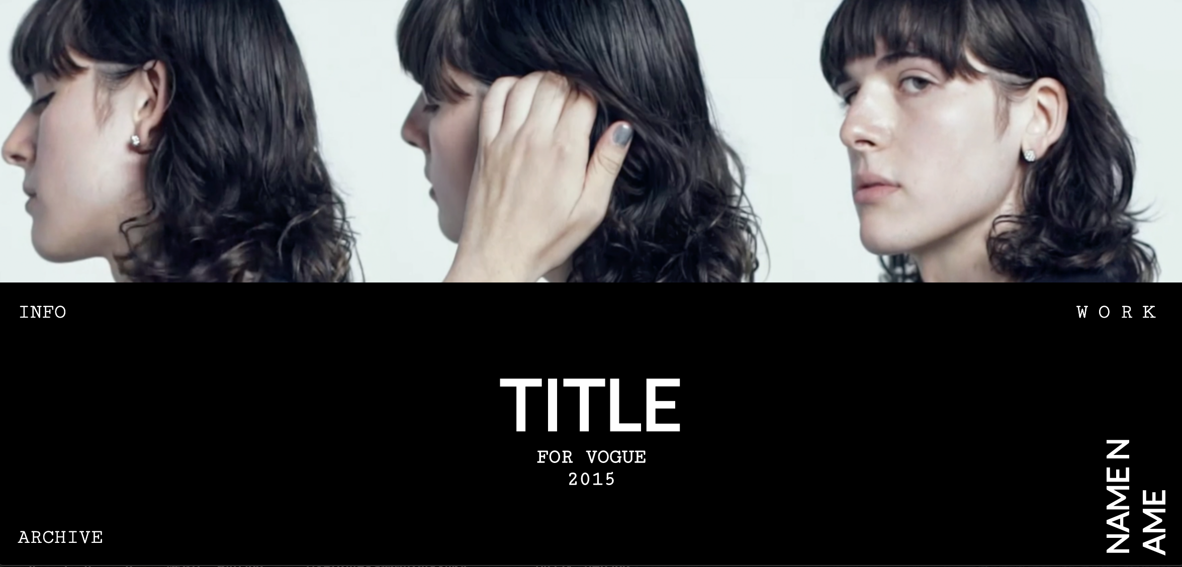 Website prototype for a fashion photographer portfolio.